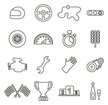 Yarış Simgeleri İnce Satır Vektörü Resmetme Ayarları