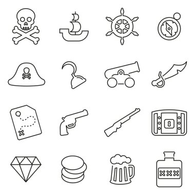 Korsan ya da Kanun Kaçağı Simgesi İnce Satır Vektör Çizimi