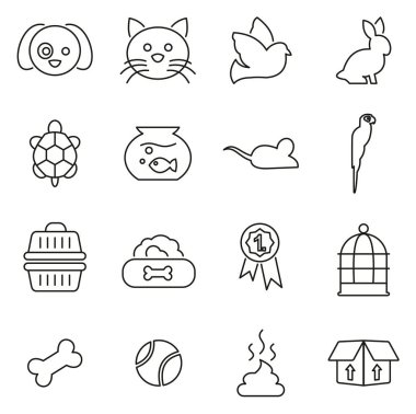 Hayvan ve Hayvan Aksesuarları Simgesi İnce Satır Vektör Resimlendirme Ayarları