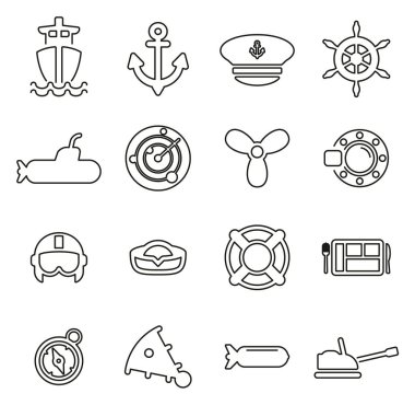 Donanma, Ordu veya Ordu Simgeleri İnce Çizgi Vektör Çizimi