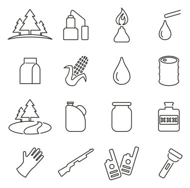 Moonshine Malzeme ve Kültür Simgeleri İnce Satır Vektör İllüstrasyonu