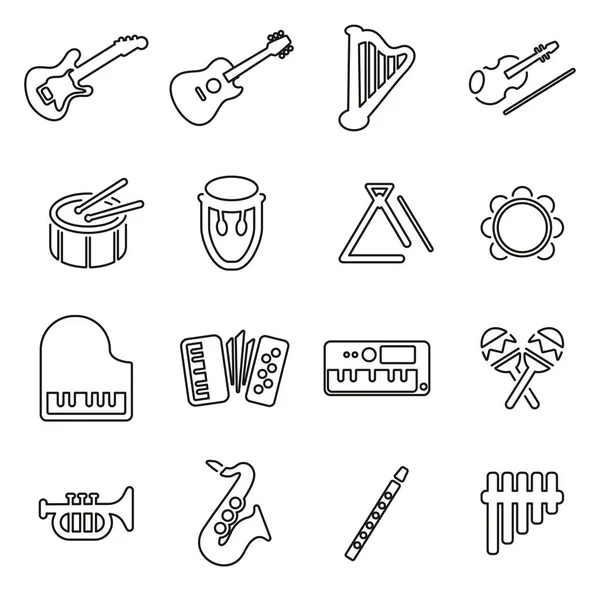 Instrumentos musicales Iconos Conjunto de ilustración vectorial de línea delgada — Archivo Imágenes Vectoriales