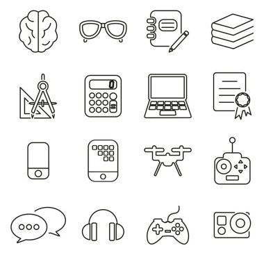 İnek ya da İnek Kültürü ve Ekipman Simgeleri İnce Satır Vektörü İllustrası