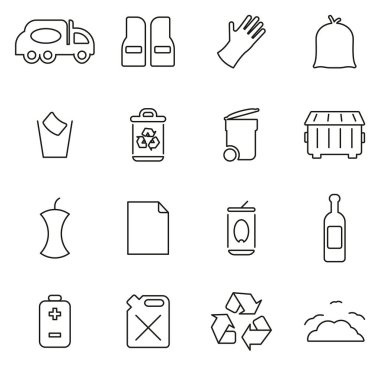 Çöp Adam veya Çöp Toplama Simgeleri İnce Satır Vektörü İllüstr