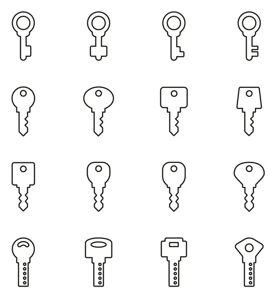 Set illustrazione vettoriale linea sottile delle icone delle chiavi — Vettoriale Stock