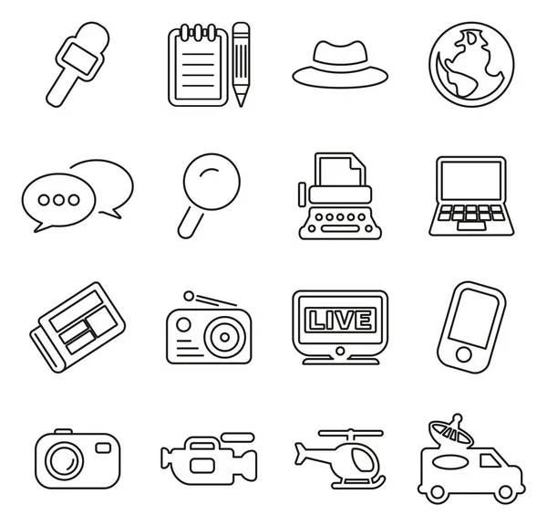 Journalist or Reporter Icons Thin Line Vector Illustration Set — Stock Vector
