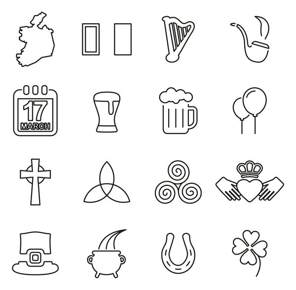 Ireland Country & Culture Icons Thin Line Vector Illustration Se