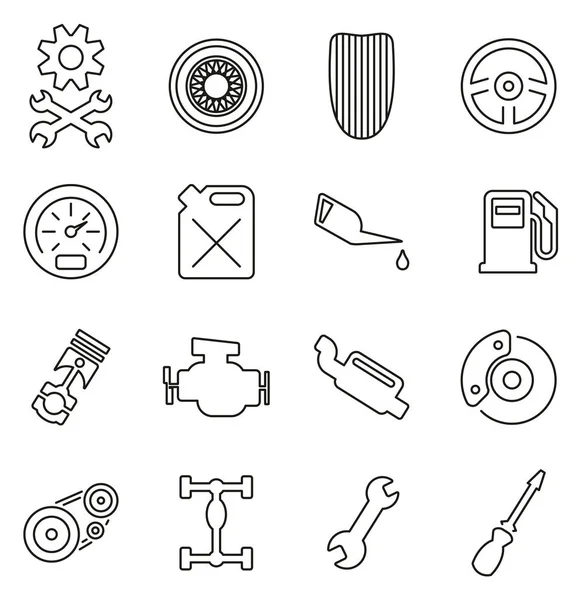 Części Hot Rod, narzędzia i wyposażenie ikony cienka linia wektor Illustra — Wektor stockowy