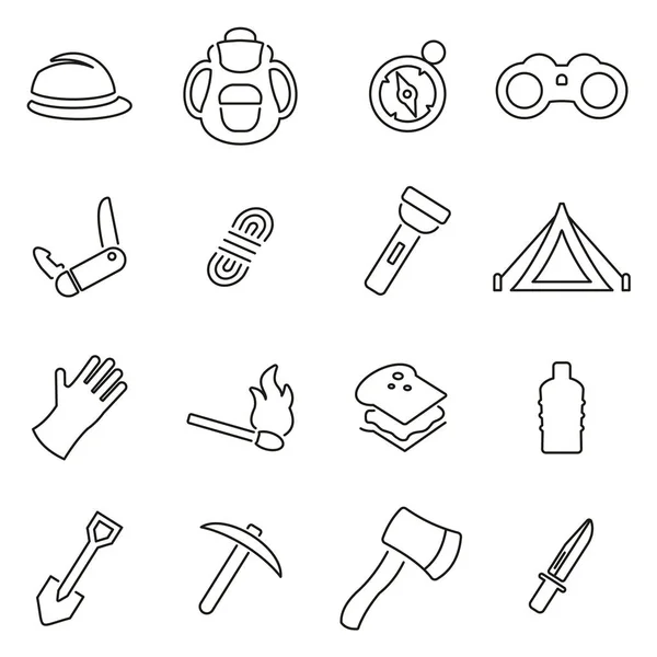 Expedition или Explorer Icons Thin Line Vector Set — стоковый вектор