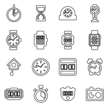 Saat ya da Saat Simgeleri 2 İnce Satır Vektörü Resmetme Ayarları