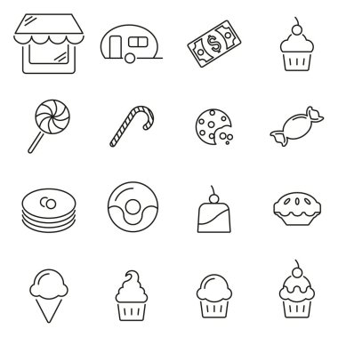 Şekerci Dükkanı veya Şekerleme Simgesi İnce Satır Vektörü ResimleriComment