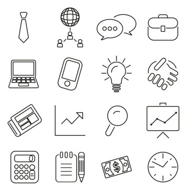 İş ya da Borsa Simgeleri İnce Satır Vektörü İllüstrasyonu S