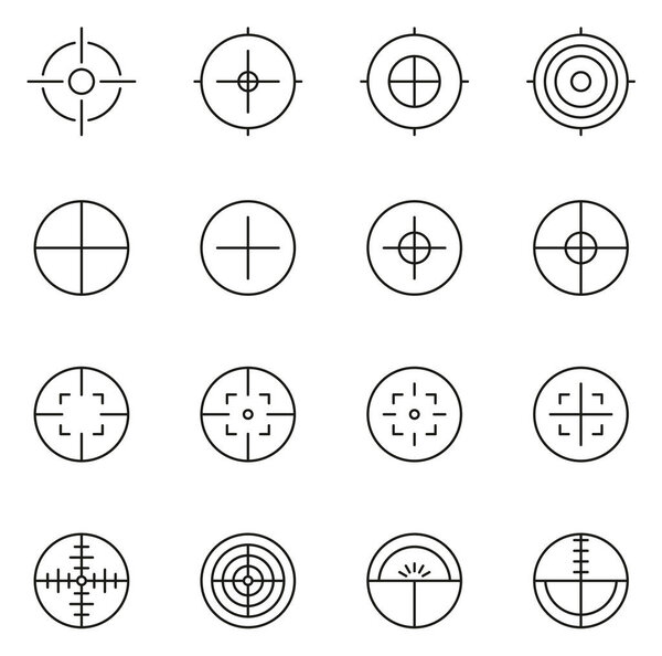 Crosshair or Sight Icons Thin Line Vector Illustration Set