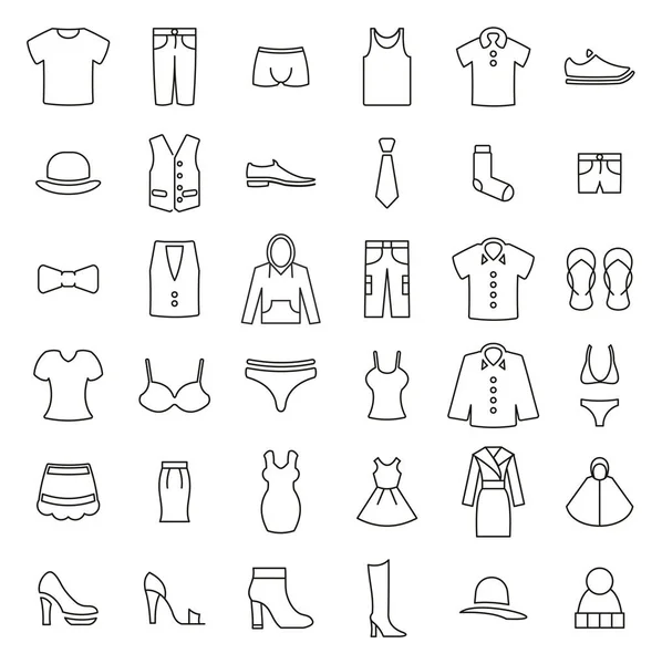 Kleidung oder Kleidung oder Mode für Mann & Frau Symbole dünne Linie v — Stockvektor