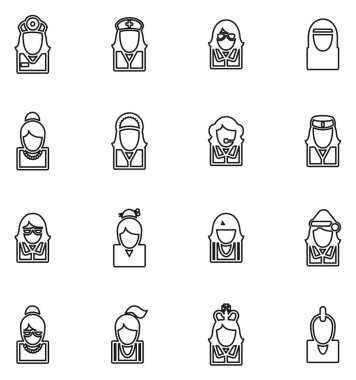 Avatar veya Profil Resim Simgeleri 5 İnce Satır Vektörü İllustratı Ayarla