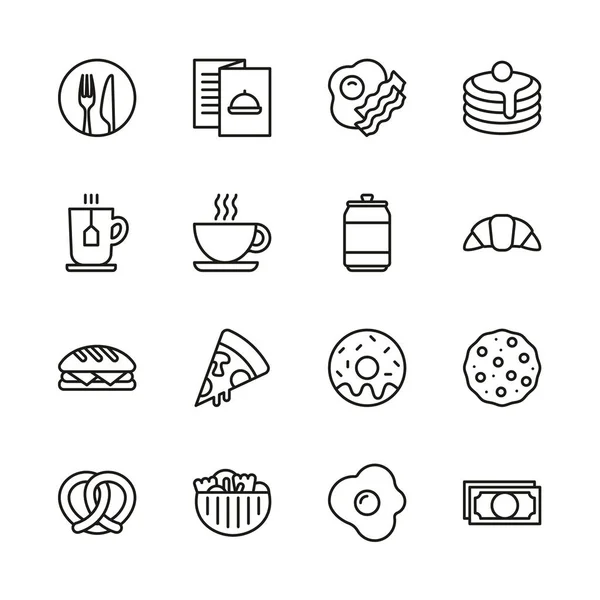 Iconos de desayuno Set de líneas delgadas — Archivo Imágenes Vectoriales