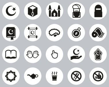 İslam Dini ve Kültür Simgeleri Siyah & Beyaz Düz Tasarım Çemberi Büyük Ayarlandı