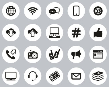 Bilgi Kanalı Simgeleri Siyah & Beyaz Düz Tasarım Çemberi Büyük Ayarla