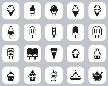 Dondurma Simgeleri Siyah & Beyaz Düz Tasarım Büyük Ayarlı