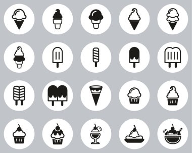 Dondurma Simgeleri Siyah & Beyaz Düz Tasarım Çemberi Büyük Ayarla