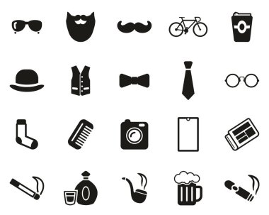 Hippi Kültürü ve Moda Simgeleri Siyah & Beyaz Küme Büyük