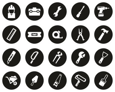 Tamirci Araçları & Ekipman Simgeleri Siyah Düz Dizayn Çemberi Büyük