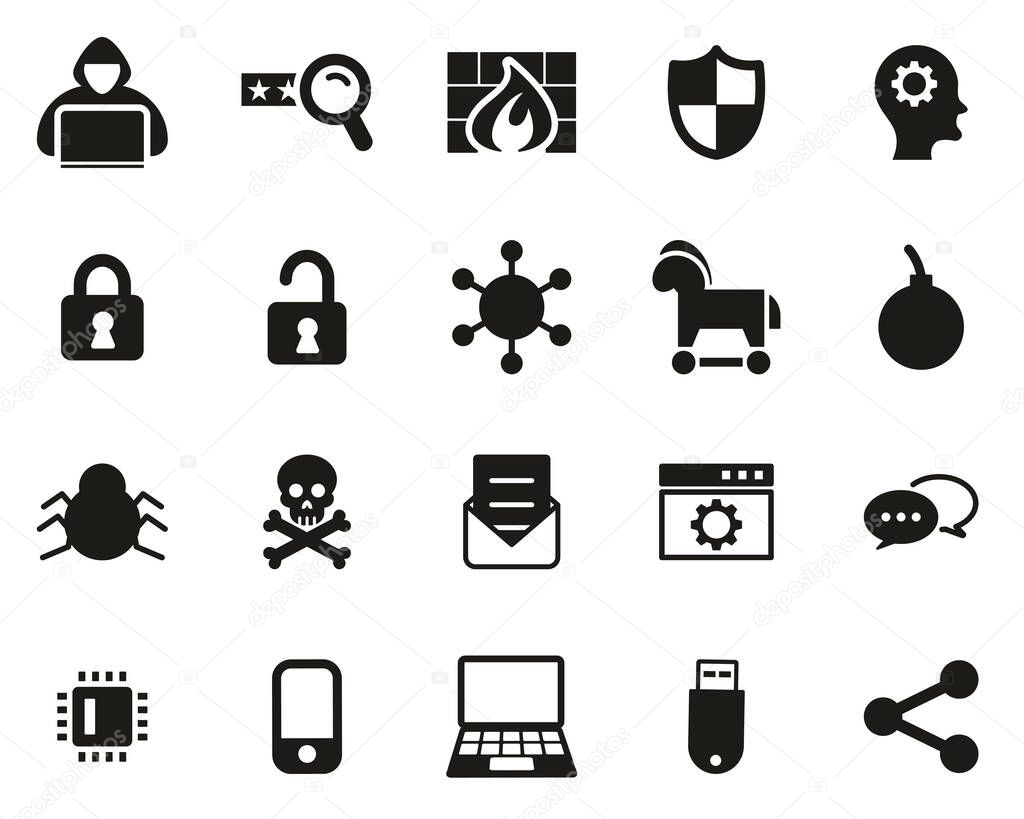 Hacker Icons Black & White Set Big