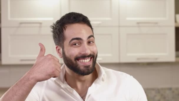 Closeup Portrait Of Young Man Emotions. — Stock Video