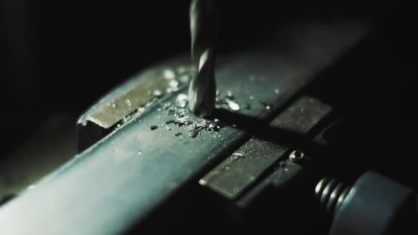 Drilling A Hole With A Drill Machine. Close-up. — Stock Video