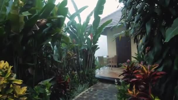 アジアン ホテル コンプレックス美しい建物と庭園. — ストック動画