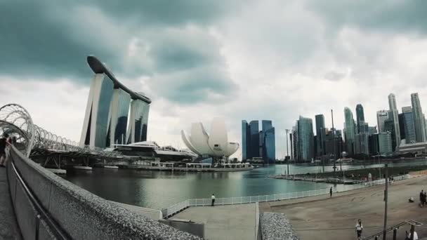 Landschap van de stad. Singapore. — Stockvideo