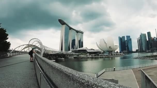 Landschap van de stad. Singapore. — Stockvideo