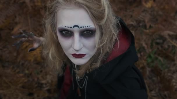 Halloween Image. Portrait de jeune sorcière . — Video