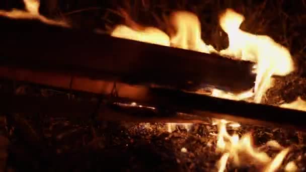 Yanan Easel. Yanan Easel 'in Karanlıktaki Ateş. — Stok video