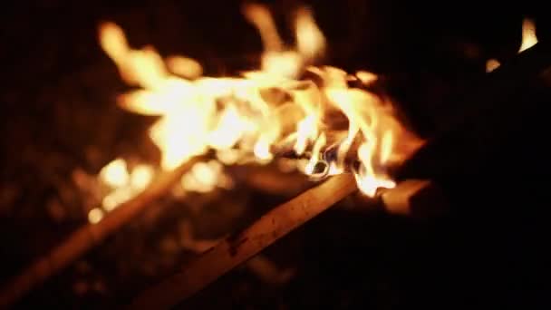 Çimlerde bir Easel yanıyor. Resim karanlıkta yanar.. — Stok video