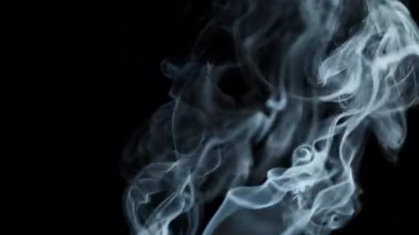 Rauch auf schwarzem Hintergrund steigt auf. Rauch verflüchtigt sich. — Stockvideo