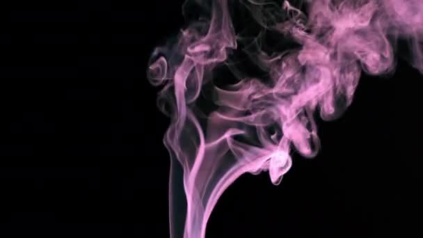 Pink Jet Of Smoke On Black Background. — Stock Video