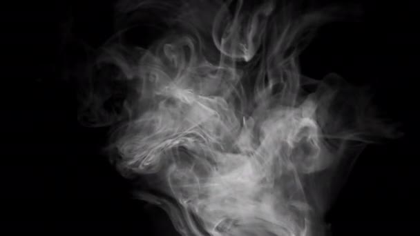 Абстрактные формы дыма на черном фоне. — стоковое видео