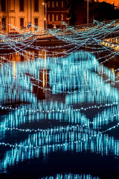 Christmas Lights Navigli Milano Italy Winter Xmas Time — Stock Photo, Image