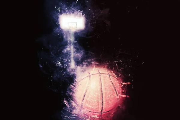 Basketball backboard and ball — Stock Photo, Image