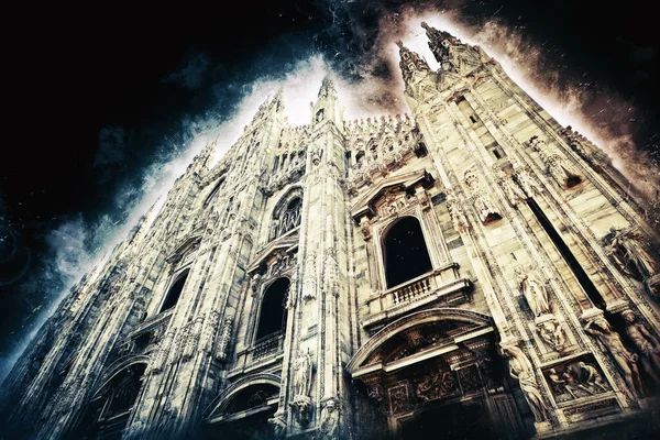 Milan Duomo Černém Pozadí — Stock fotografie