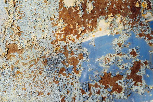 Rusty Metal Stary Niebieski Pęknięty Farbą Tle — Zdjęcie stockowe
