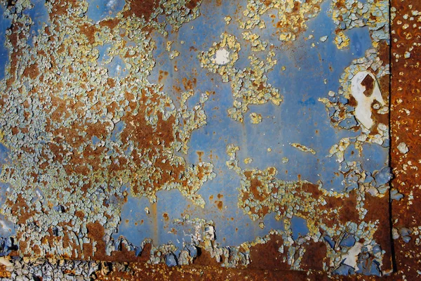 Metal Oxidado Pintura Vieja Agrietada Azul Contexto — Foto de Stock