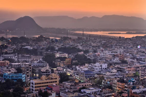 Vijayawada India Diciembre 2015 Vista Aérea Ciudad Crepúsculo Vijayawada India —  Fotos de Stock