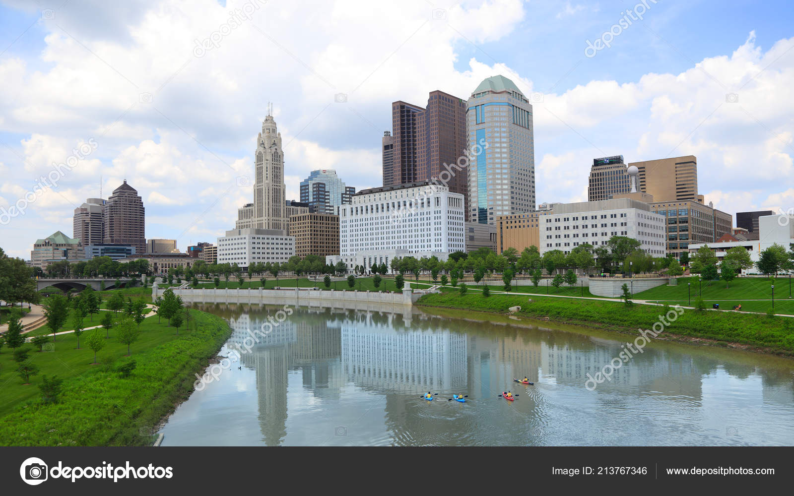 Downtown Columbus Ohio Scioto River - Stock Editorial ...