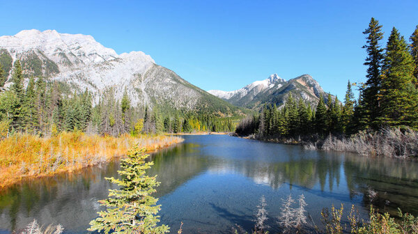 Scenic pond landscape in Alberta Canada