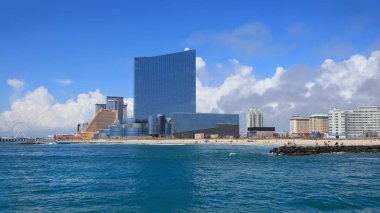 ATLANTIC ŞEHRİ NEW JERSEY - 5 Temmuz 2018 'de Atlantic City New Jersey' de Ocean View of Casinos.                         