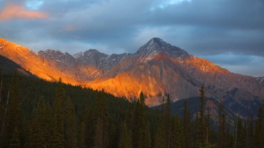 Akşam güneş ışığı Kanada rocky Dağları üzerinde