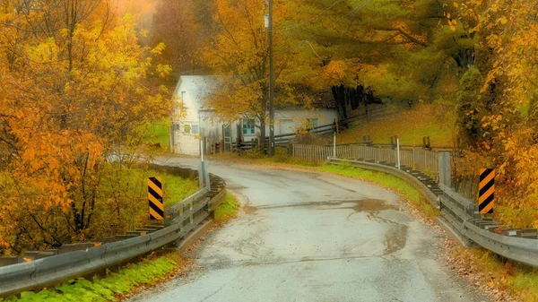 Estrada Panorâmica Através Campo Quebec Outono — Fotografia de Stock