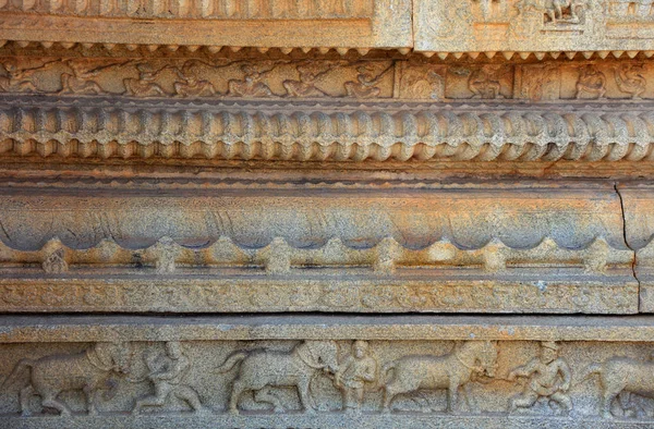 Sculptuur Buitenmuren Van Hampi Runen India — Stockfoto